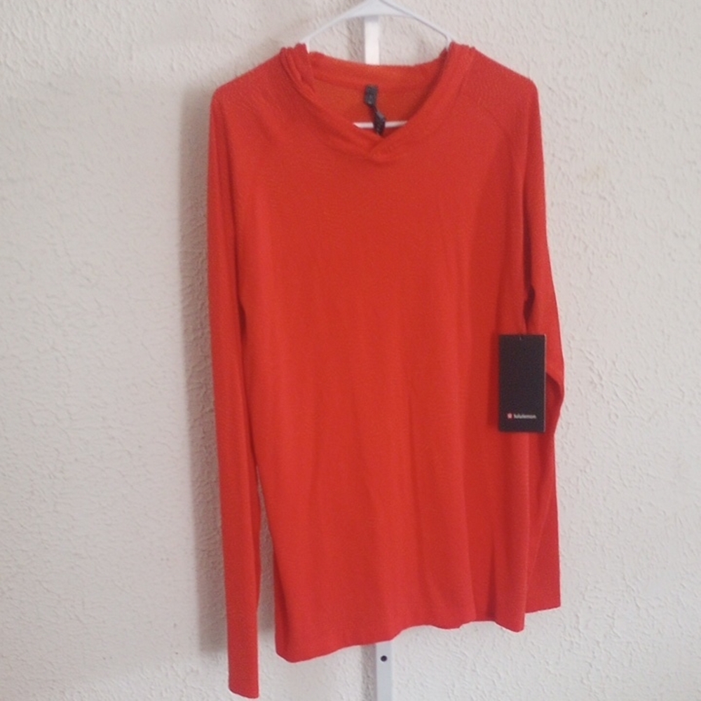 Lululemon Orange Two Tone Stripped Pullover, Nwt Size Large